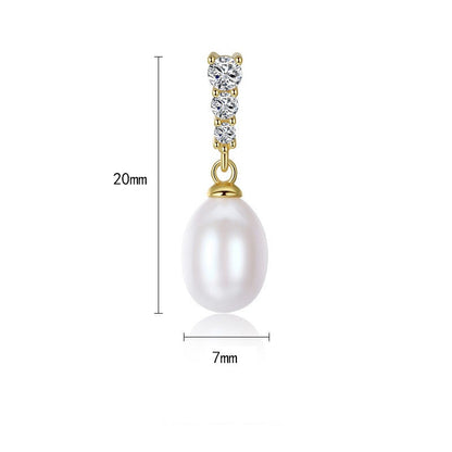 Drop Freshwater Pearl Zircon Earrings ES09 | S925 Sterling Silver