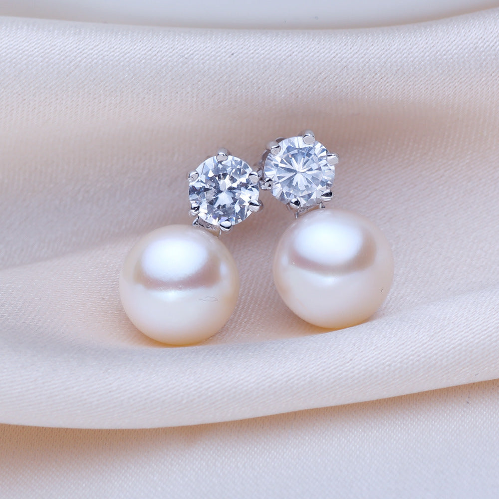 8-9mm Princess Button Freshwater Pearl Stud Earrings E003