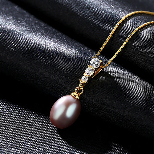 Pendientes de perlas de agua dulce con circonitas E009 | Plata esterlina S925