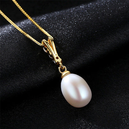 Drop Freshwater Pearl Zircon Necklace NS09 | S925 Sterling Silver