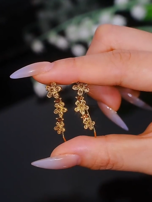 F016 Luxury Fashion Zircon Flower Spikes Earrings