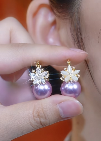 F022 Luxury Fashion Zircon Flower Earrings