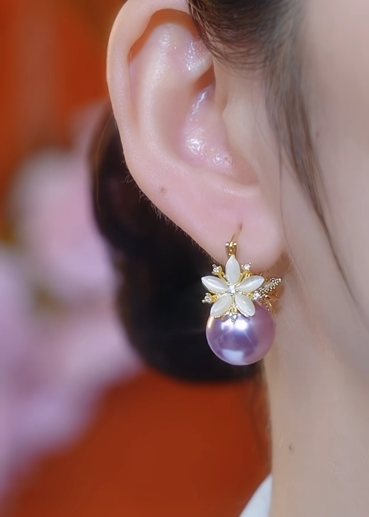 F022 Luxury Fashion Zircon Flower Earrings