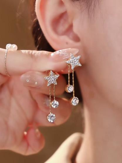 F037 Luxury Fashion Zircon Drop Star Stud Earring