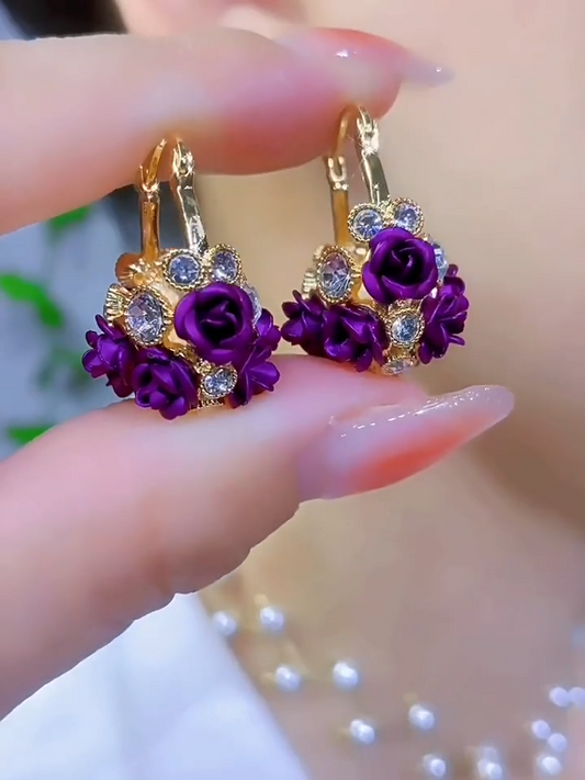 F062 Luxury Fashion Flower Cluster Basket Earrings