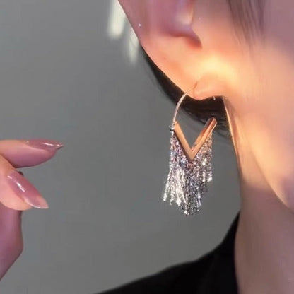 F003 Shiny Tassel Luxury Earrings