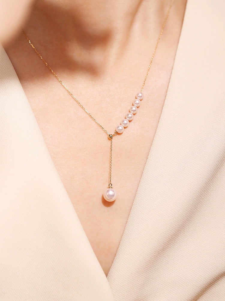 NY04 Y Style Freshwater Pearl Pendant | 14K Gold Filled