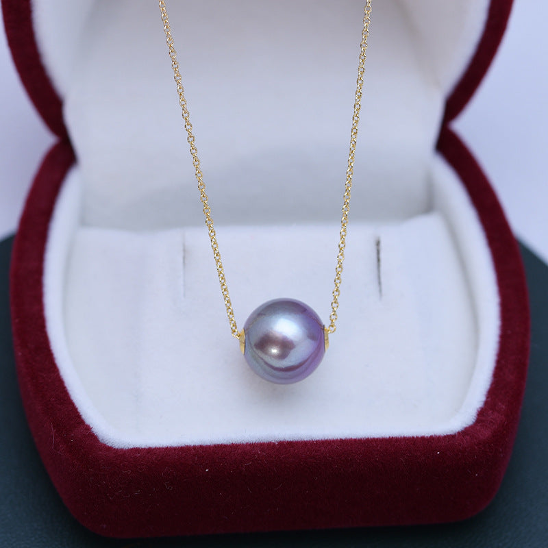 V101 Colgante clásico de perlas de agua dulce Púrpura 10-12 mm | Plata de ley S925.