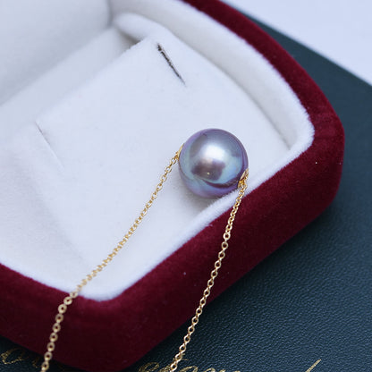 V101 Classic Freshwater Pearl Pendant Purple 10-12mm | S925 Sterling Silver