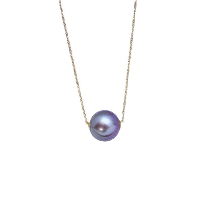 V101 Classic Freshwater Pearl Pendant Purple 10-12mm | S925 Sterling Silver