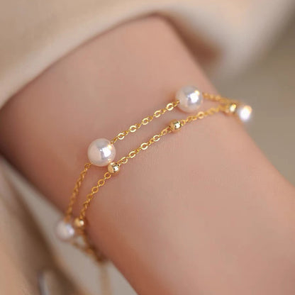 B208 Starry Star Layered Freshwater Pearl Bracelet