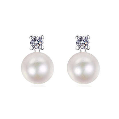 9.5-10mm Princess Button Freshwater Pearl Stud Earrings E004