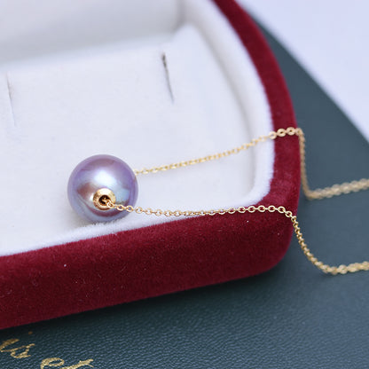 V101 Classic Freshwater Pearl Pendant Purple 10-12mm | S925 Sterling Silver