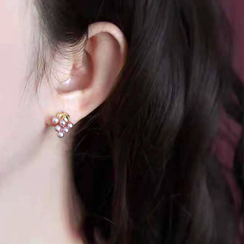 3-4mm Freshwater Pearl Grape Stud Earrings EG02