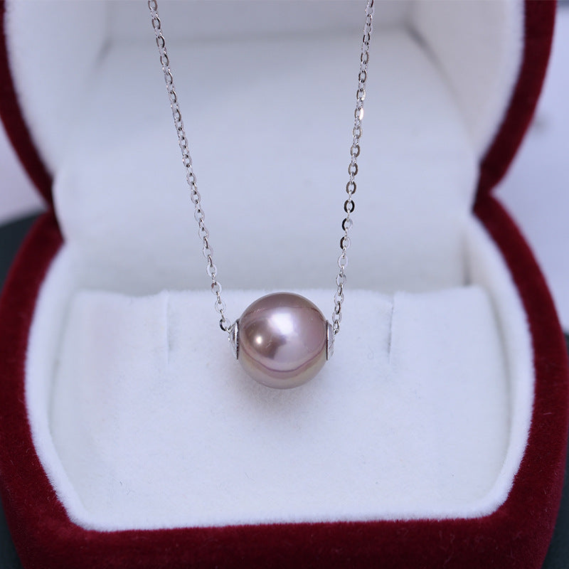 V101 Classic Freshwater Pearl Pendant Purple 10-12mm | S925 Sterling Silver