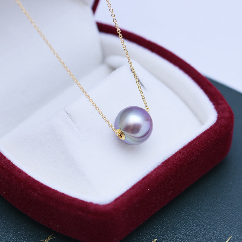 V101 Colgante clásico de perlas de agua dulce Púrpura 10-12 mm | Plata de ley S925.