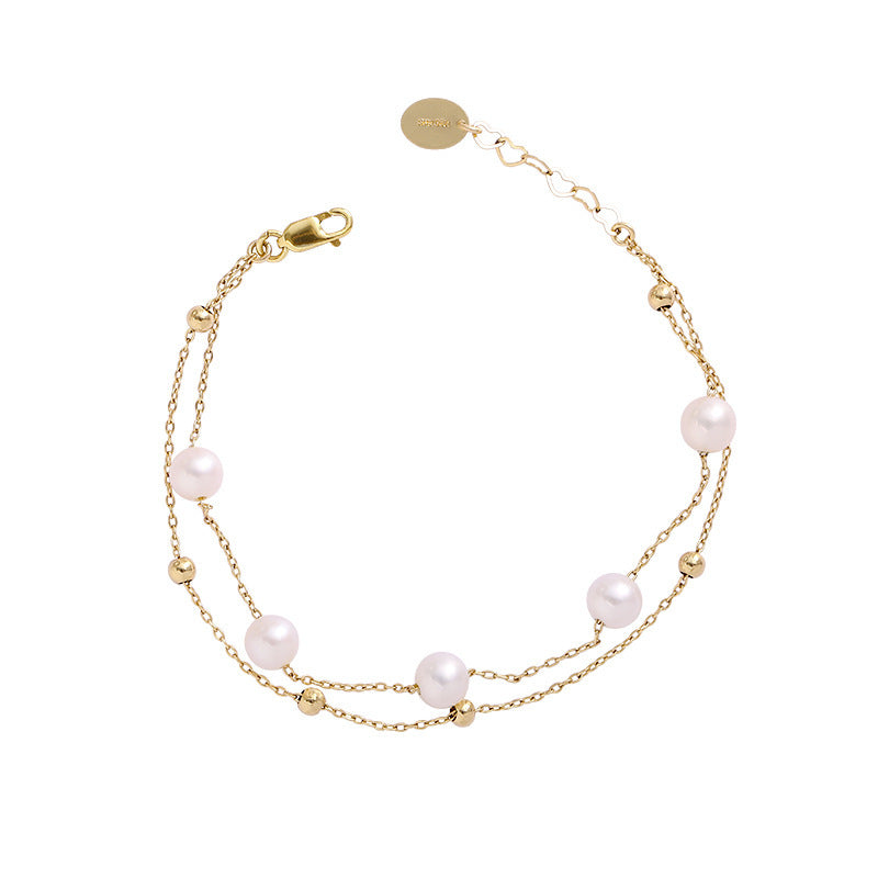 B208 Starry Star Layered Freshwater Pearl Bracelet