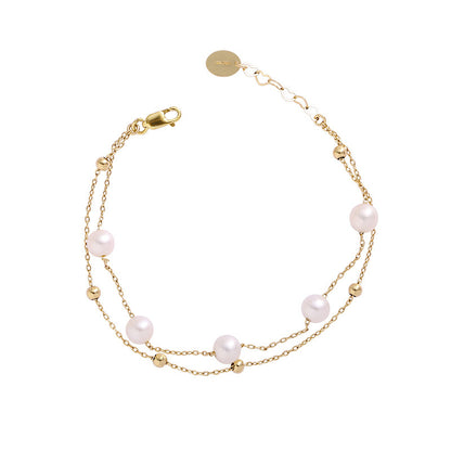 B208 Starry Star Layered Freshwater Pearl Bracelet