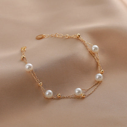 B208 Starry Star Layered Freshwater Pearl Bracelet