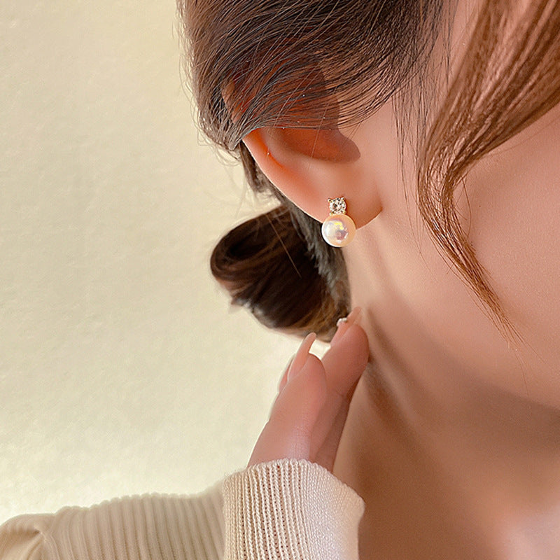 8-9mm Princess Button Freshwater Pearl Stud Earrings EG01