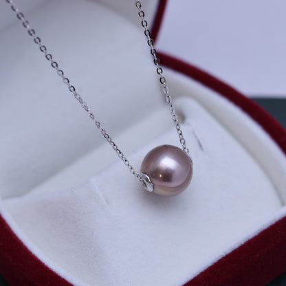 V101 Classic Freshwater Pearl Pendant Purple 10-12mm | S925 Sterling Silver