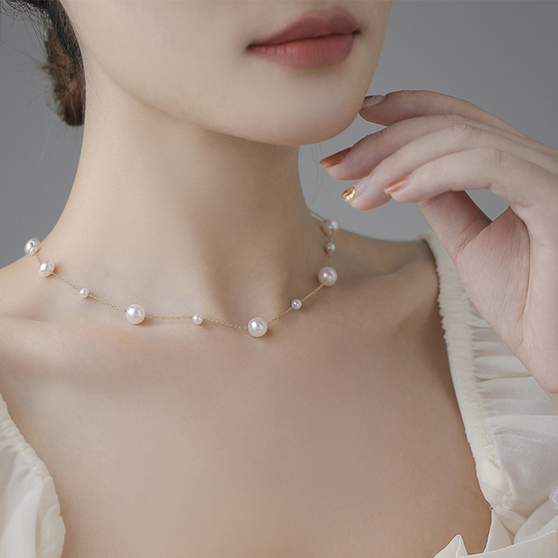 Y509 Freshwater Pearl String Necklack | 18K Gold Plated