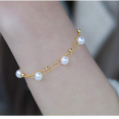 B208 Starry Star Layered Freshwater Pearl Bracelet