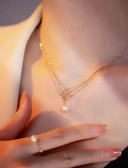 L301 Freshwater Pearl Necklace | 18k Gold Plated