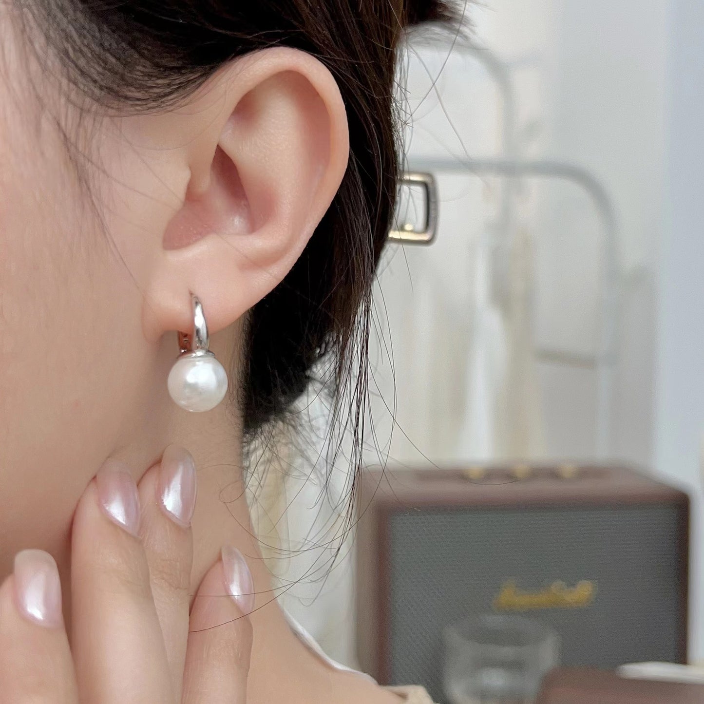 Boucles d'oreilles créoles rondes 10-12 mm avec perles d'eau douce E005 | S925 Argent Sterling