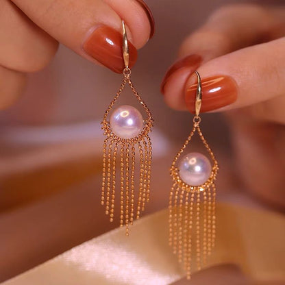 T201 Tassel Freshwater Pearl Earrings | 18K Gold Plated