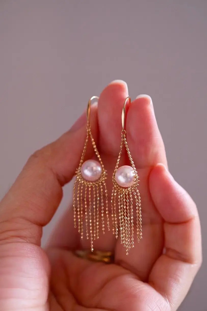 T201 Tassel Freshwater Pearl Earrings | 18K Gold Plated