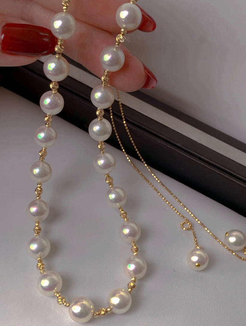 V902 Tamesis Freshwater Pearl Necklace | 24k Gold Plated