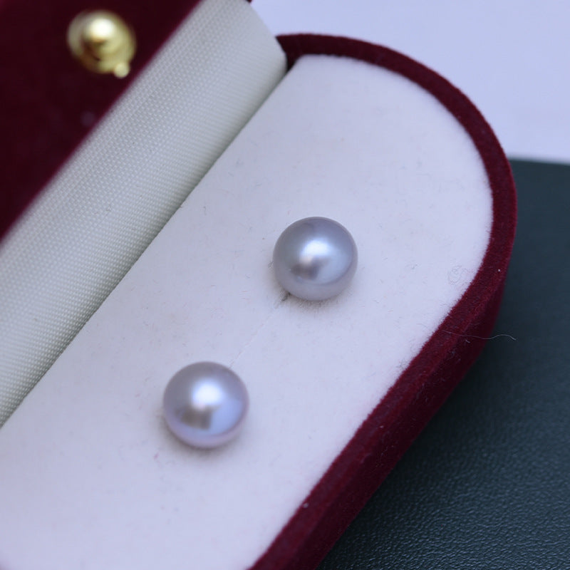 Aretes de perla de agua dulce con botón clásico de 6-12 mm E001