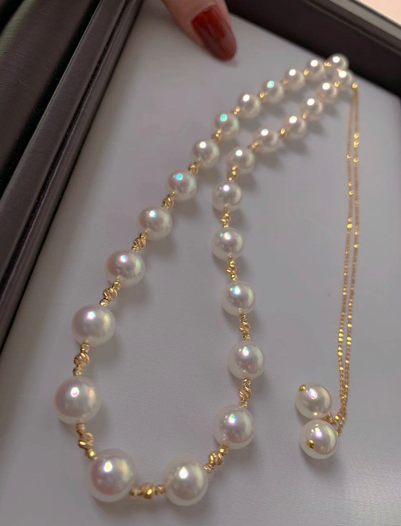 V902 Tamesis Freshwater Pearl Necklace | 24k Gold Plated