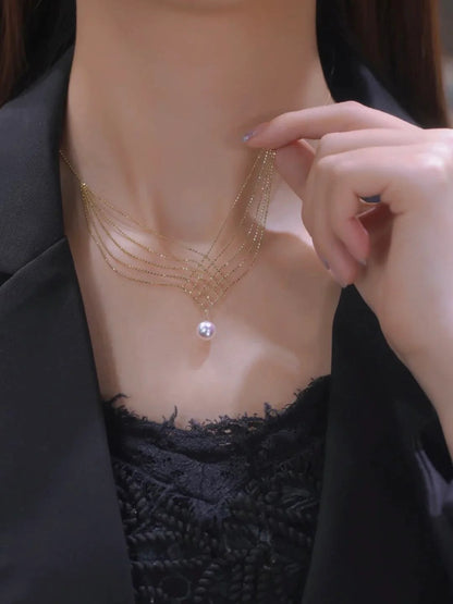 Collier de perles d'eau douce L501 - Plaqué or 18 carats