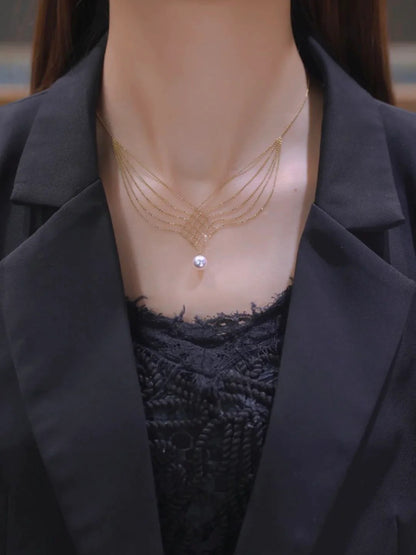 Collier de perles d'eau douce L501 - Plaqué or 18 carats