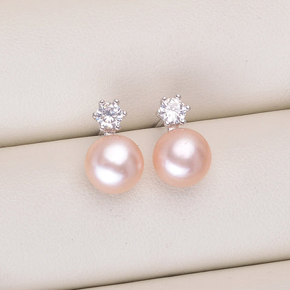 8-9mm Princess Button Freshwater Pearl Stud Earrings E003