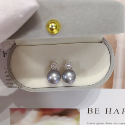 9.5-10mm Princess Button Freshwater Pearl Stud Earrings E004