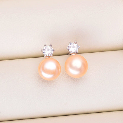 8-9mm Princess Button Freshwater Pearl Stud Earrings E003