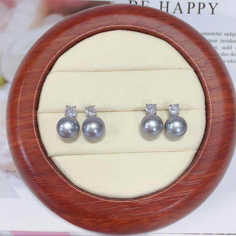 9.5-10mm Princess Button Freshwater Pearl Stud Earrings E004