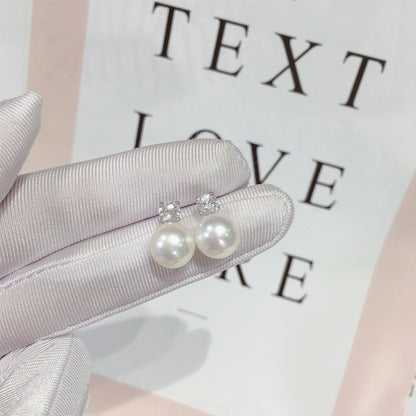 9.5-10mm Princess Button Freshwater Pearl Stud Earrings E004