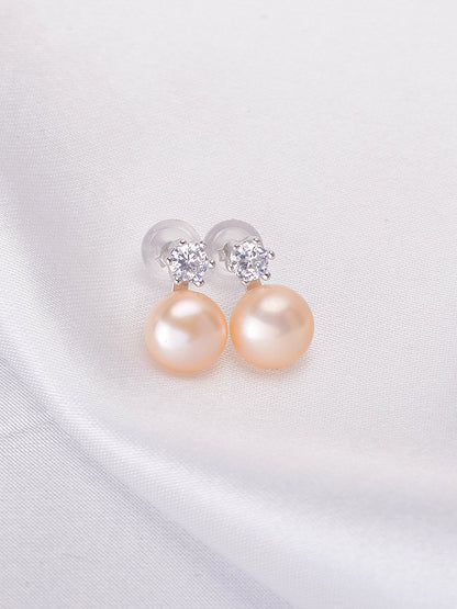 8-9mm Princess Button Freshwater Pearl Stud Earrings E003