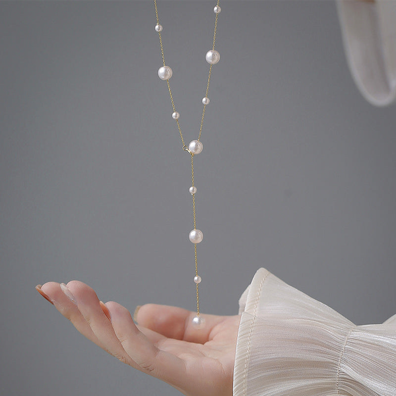 Y509 Collier avec perles d'eau douce | Plaqué Or 18K