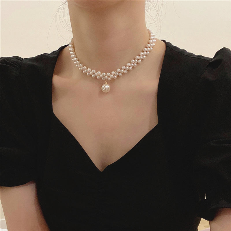 O901 Beaded Freshwater Pearl Chocker Necklace