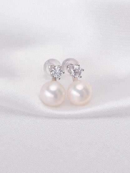 8-9mm Princess Button Freshwater Pearl Stud Earrings E003