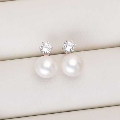 8-9mm Princess Button Freshwater Pearl Stud Earrings E003