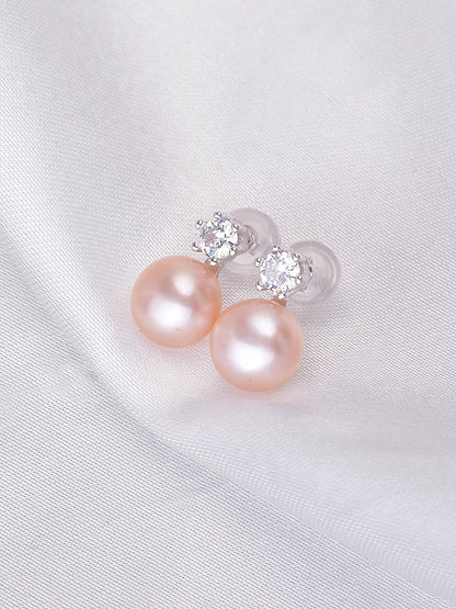 8-9mm Princess Button Freshwater Pearl Stud Earrings E003