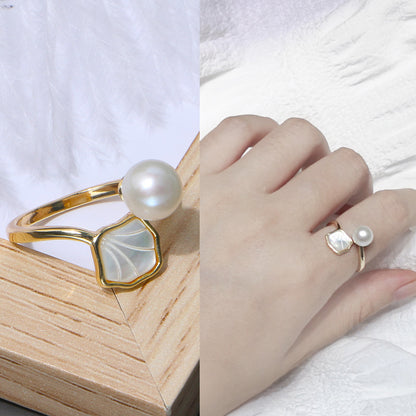 R516 Pearl & Shell Freshwater Pearl Rings | 14K Gold Plated