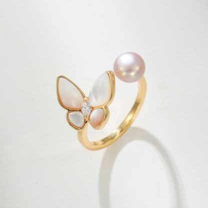 R516 Pearl & Shell Freshwater Pearl Rings | 14K Gold Plated