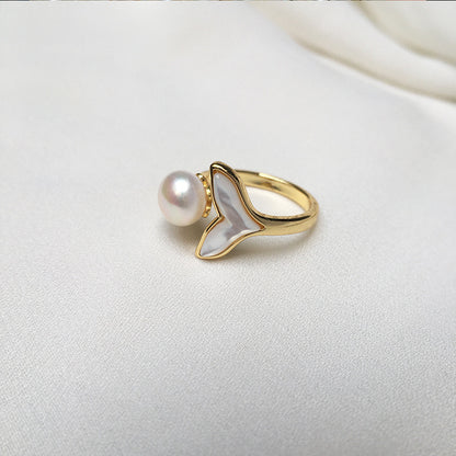 R516 Pearl & Shell Freshwater Pearl Rings | 14K Gold Plated